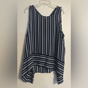 Source Unknown Black and White Striped Top Large Petite